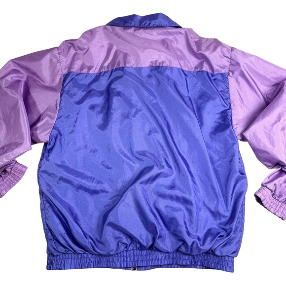 Puma Track Jacket Colorblock Purple Pink Blue 80s 90s Vintage Women's Size 6 - Picture 9 of 16